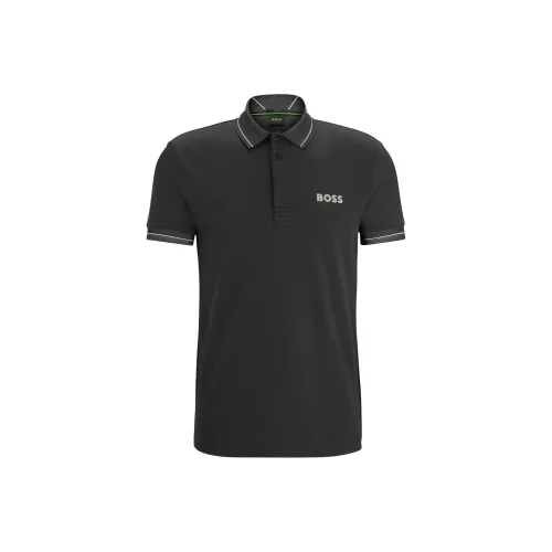 Hugo Boss Interlock Хлопок Облегающий крой Поло С сеткой Logo Polo Рубашка Мужская Темно-серая
