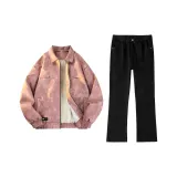 Розовый Черный (Розовое пальто + Черный низ)