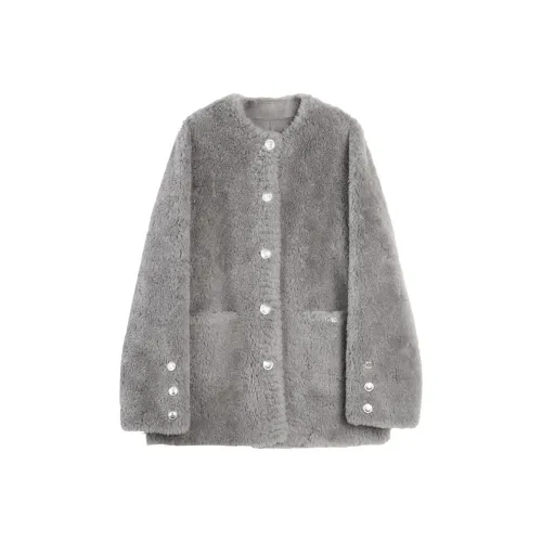 ELLE Средне-серый Женские Бархатные Куртки