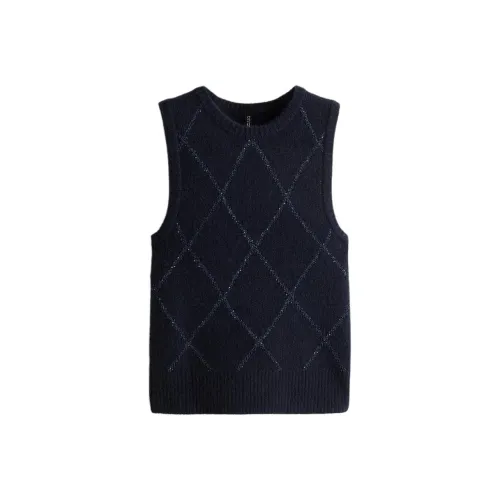 H M Морской синий Многоцветный Ромб Узор Женские Майки