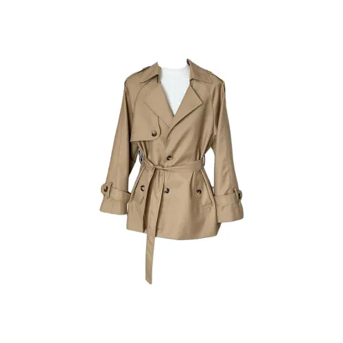 EMDPN Утяжка на талии Укороченный тренч Женские