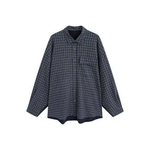 RIVER STONE Синие Серые Клетчатые Унисекс Рубашки