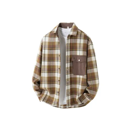 WAYHWEI Хаки-желтые унисекс рубашки