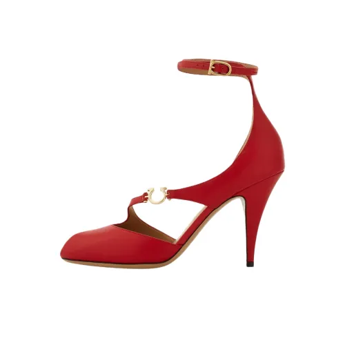 FERRAGAMO GANCINI Конусный каблук Высокие каблуки 9,5 см Женские Красный