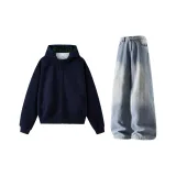 Темно-синий топ + синие штаны