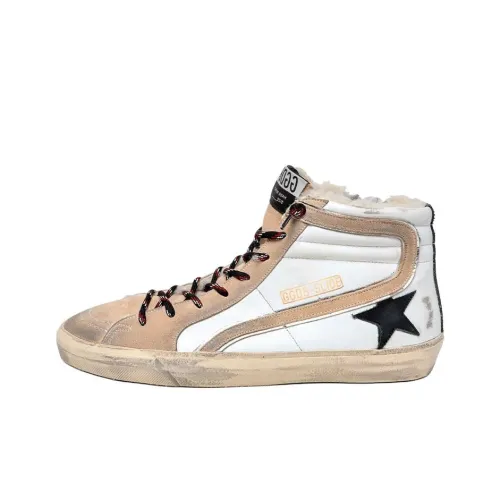 Golden Goose Slide High Топ Стильные Скейтбординги Мужской Коричневый Белый