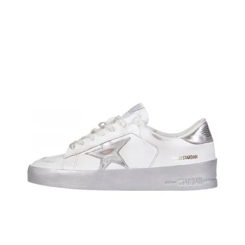Golden Goose Stardan Низкие Кроссовки для скейтбординга Женские Белые Серебряные Потертые