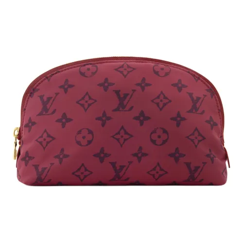 LOUIS VUITTON Grace Coddington Коллаборация Catogram Kitten Монограмма Полиамид Косметичка Средний Женские Бордовый