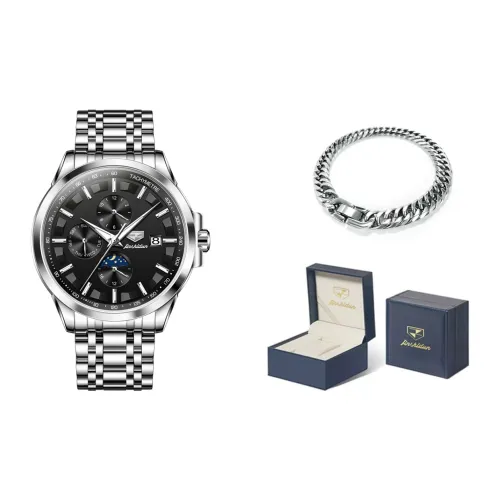 Jin Shi Dun Автоматический Механический Механизм Нержавеющая Сталь Ремешок Часы Мужские Черный Циферблат