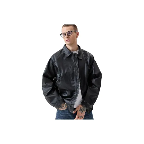 NITENG Черные Мужские Кожаные Куртки
