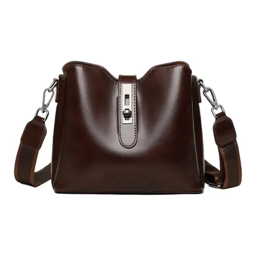 PT'SON Коровья кожа Сумка через плечо Стандартная Женская Кофейного цвета