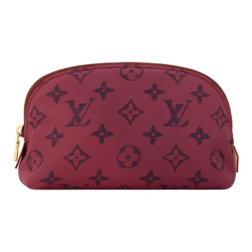 LOUIS VUITTON Grace Coddington Коллаборация Catogram Kitten Монограмма Полиамид Косметичка Маленькая Женская Бордовая