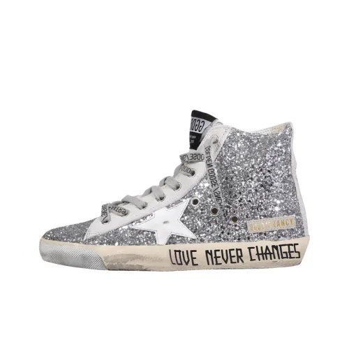 Golden Goose Высокие Кроссовки для скейтбординга Женские Серебряные
