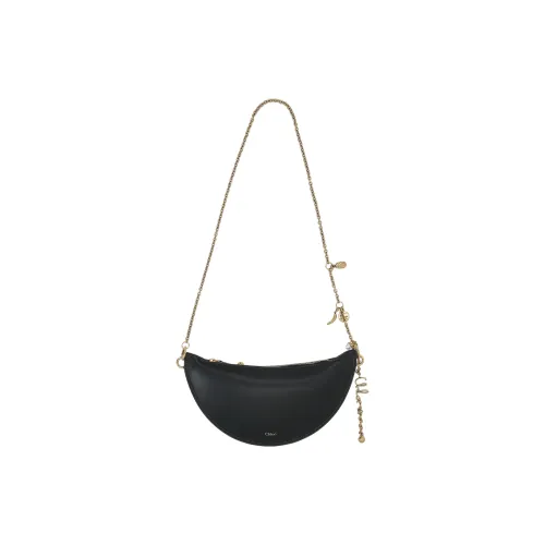 Chloe Кожа Полумесяц Сумка Сумка через плечо Женская Черная