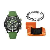 MF2209G Черный Shell Зеленый Лента [Кубинский Браслет - Праздничный Набор Коробка]