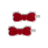 Заколка для волос с бантом из флока (1 пара)