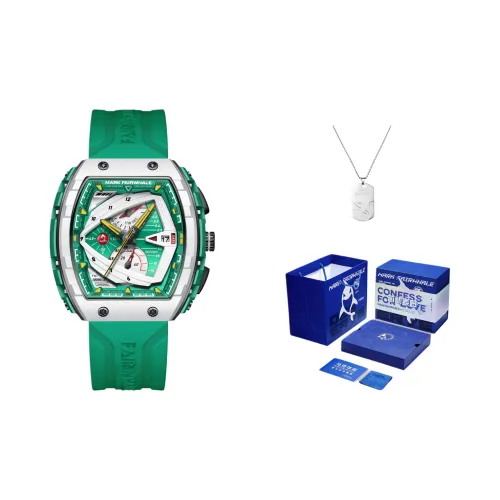 FAIRWHALE Driver Collection Кварцевый механизм Силиконовый ремешок Часы Мужские Зеленый циферблат