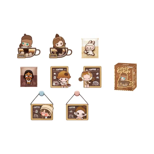 POP MART Коллаборация Edition Пузырьки Милый Бусины Coffee Factory Collection Магнит для холодильника Слепые коробки Один Mystery Коробка Целая коробка 8 шт
