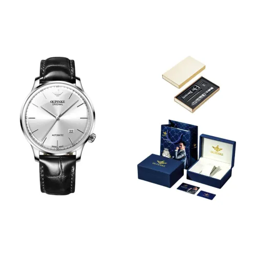 Oupinke Balmont Collection Экстра Тонкий Механический Механизм Кожаный Ремешок Часы Мужские Часы Белый Циферблат