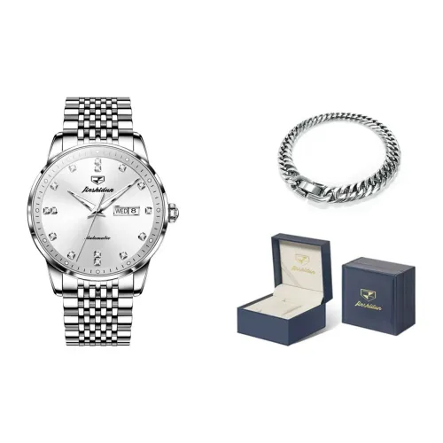 Jin Shi Dun Механический механизм ремешок из нержавеющей стали мужские часы белый циферблат