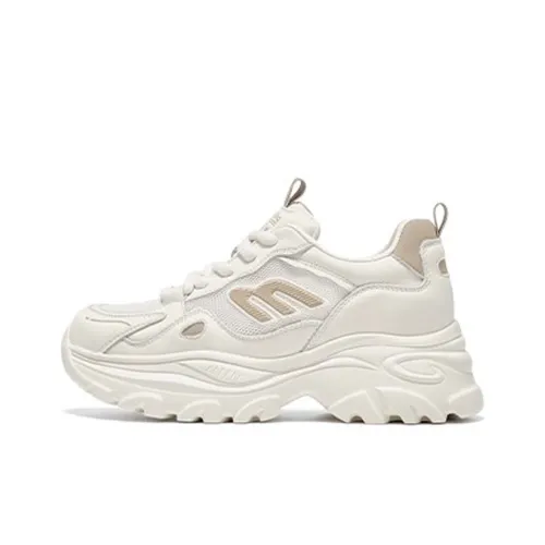 Spider King Low Топ Толстая подошва Кроссовки Женские Бежево-абрикосовые