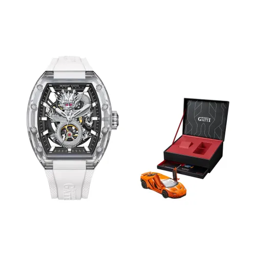 BONEST GATTI Автоматический Механический Механизм Резиновый Ремешок Часы Мужские Черный Циферблат