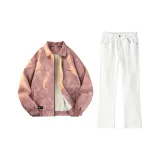 Розовый Белый (Розовое пальто + Белый низ)