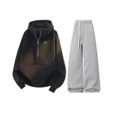 Чёрный топ + Светло-серые штаны