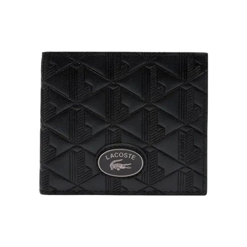 LACOSTE Коровья кожа кошелек средний мужской черный