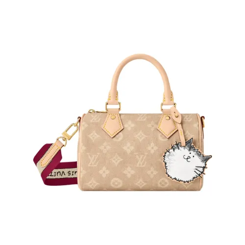 LOUIS VUITTON Speedy Логотип Сумка через плечо Сумка Женская Бежевая