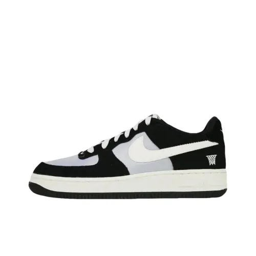 Nike Air Force 1 Устойчивый к истиранию Низкий Топ Детские Скейтбординги Черный Белый Подростки