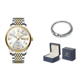 Стальной ремешок с белым циферблатом