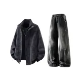 Чёрная куртка + чёрные джинсы