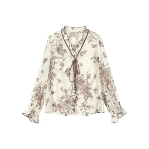 NINE WEST Кофейный цветочный узор Женские рубашки