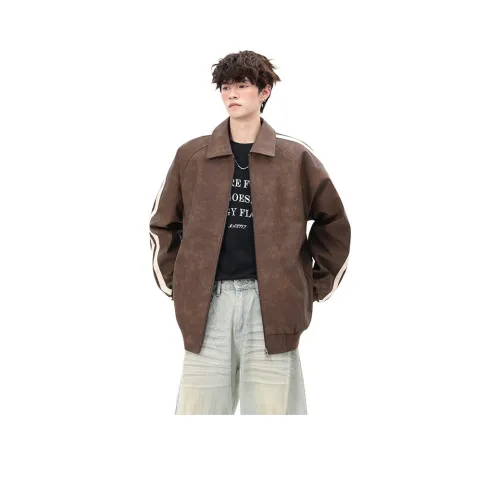 CariteSport Китайский модный тренд Кожа Куртка Пальто Унисекс