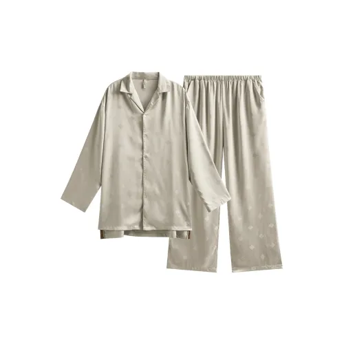 Same Language Хаки Серый · Ромб Узор Мужской Комплект Пижамы