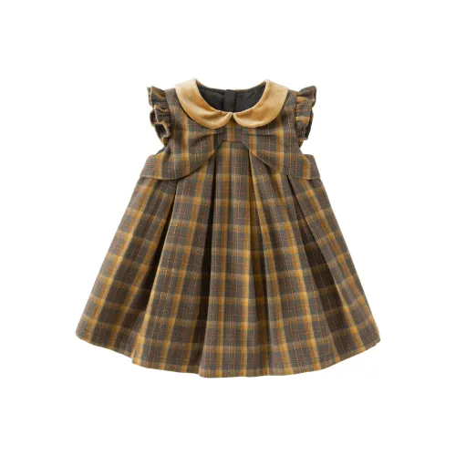 DAVE BELLA Желто-зеленая клетка Платья для детей