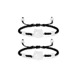 Браслет из чистого серебра S999 - Счастливая кошка, 1 пара (Черный + Черный)