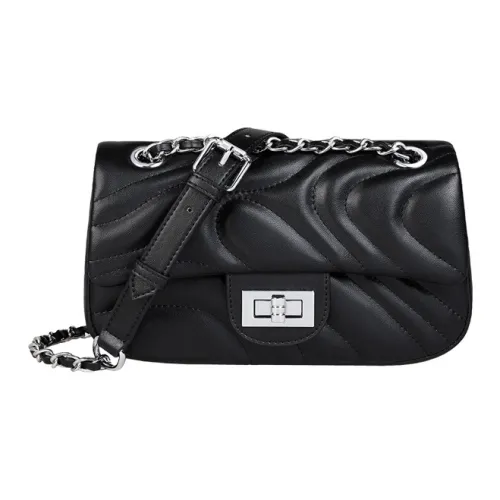 OUBOTE Корова Кожа Маленькая Квадратная Сумка Стандартная Черный Экрю