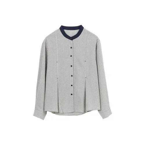 ZIMO Бежевый Lining Fabric Grid Women's Shirts