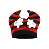 Полосы Horn Позиционирование стиля - Красный черный, Теплая шапка с ушами - Бини