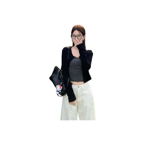 WOWI Топ+Кардиган Женские Повседневные Комплекты