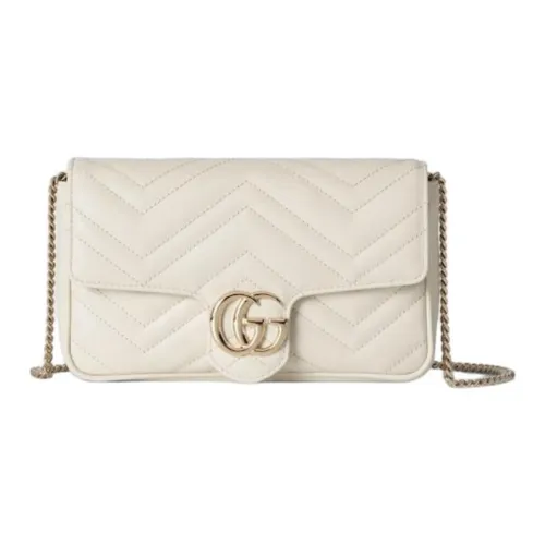 GUCCI GG Marmont Кожа Плечевая Сумка Маленькая Женская Белая