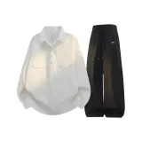 Белая рубашка + черные штаны