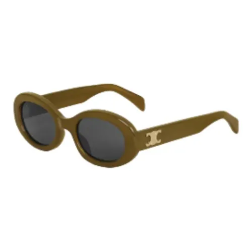 CELINE Ацетат OVAL SUNGLASSES Женские Крем Оливково-зеленый