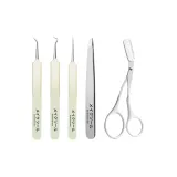 Градиентный зеленый Sell Нижняя заколка Набор из трех предметов + Бандо Eyebrow Нижняя заколка + Eyebrow Ножницы