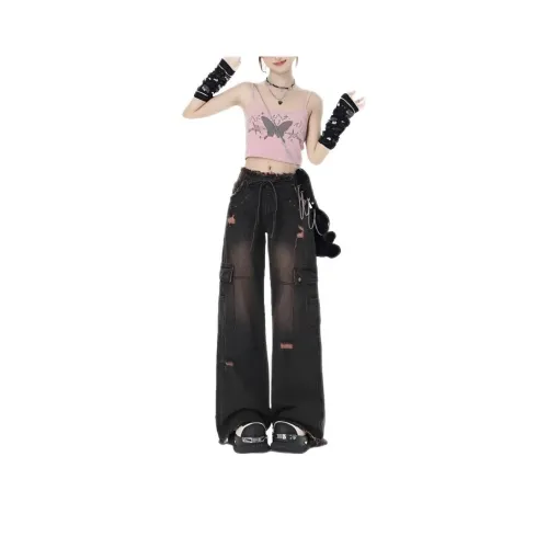 Wooden Rabbit Промытый черный Женские Джинсы