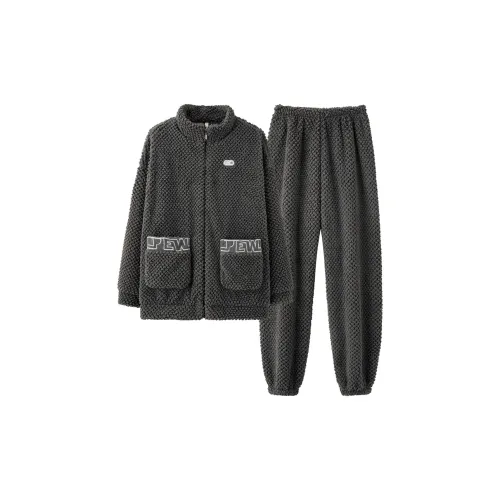 Qin Jing Gray Blue Men's Pajama Sets Qin Jing Серый Синий Мужской Пижамный Комплект