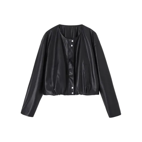 LUYOUYE Черные Женские Кожаные Куртки