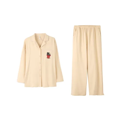 Aannsfam Теплый Желтый Женский Пижамный Комплект